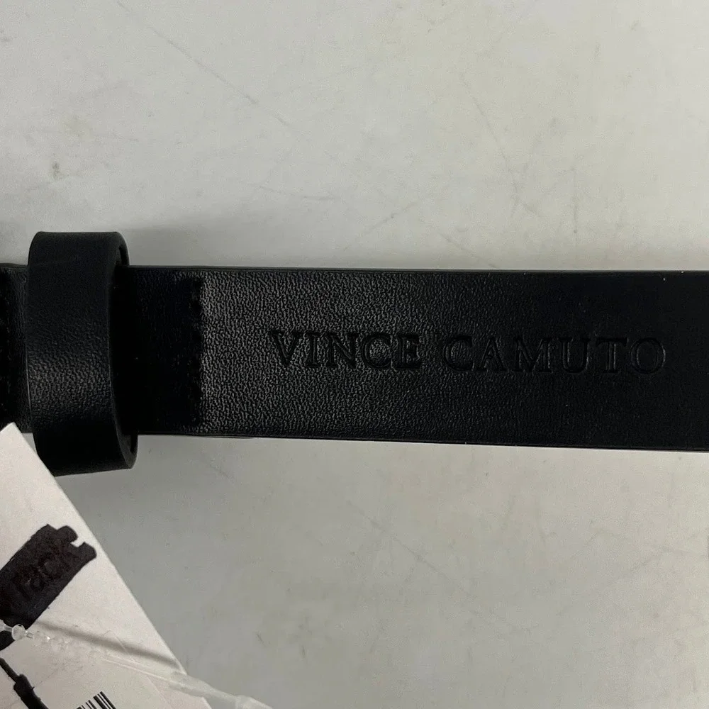 Vince Camuto Womens Black Skinny Belt‎ Silver Buckle VB422403 Size Medium NWT